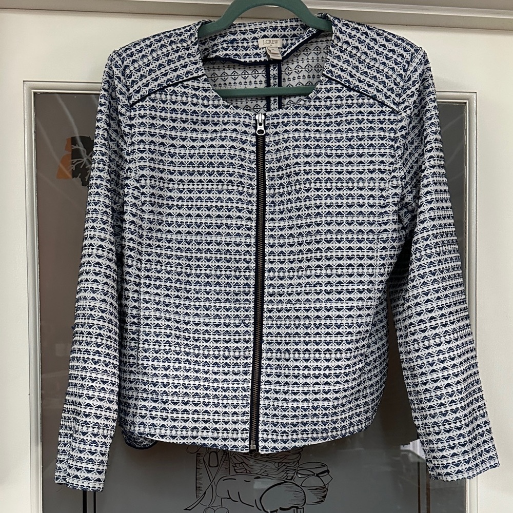 J. Crew Navy and White Patterned Blazer